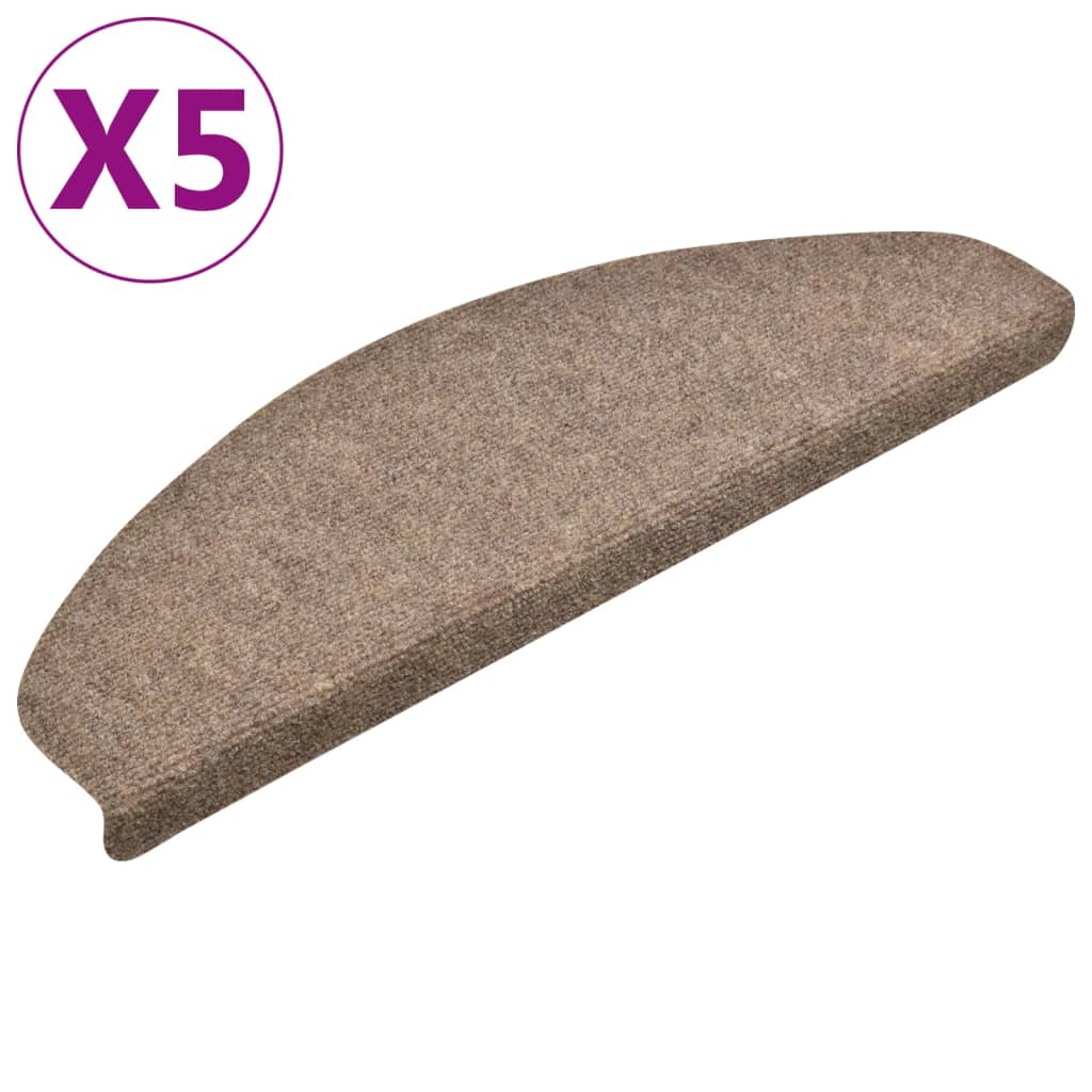 Vidaxl trapmatten zelfklevend 5 stuks 65x21x4 cm beige halfrond groot
