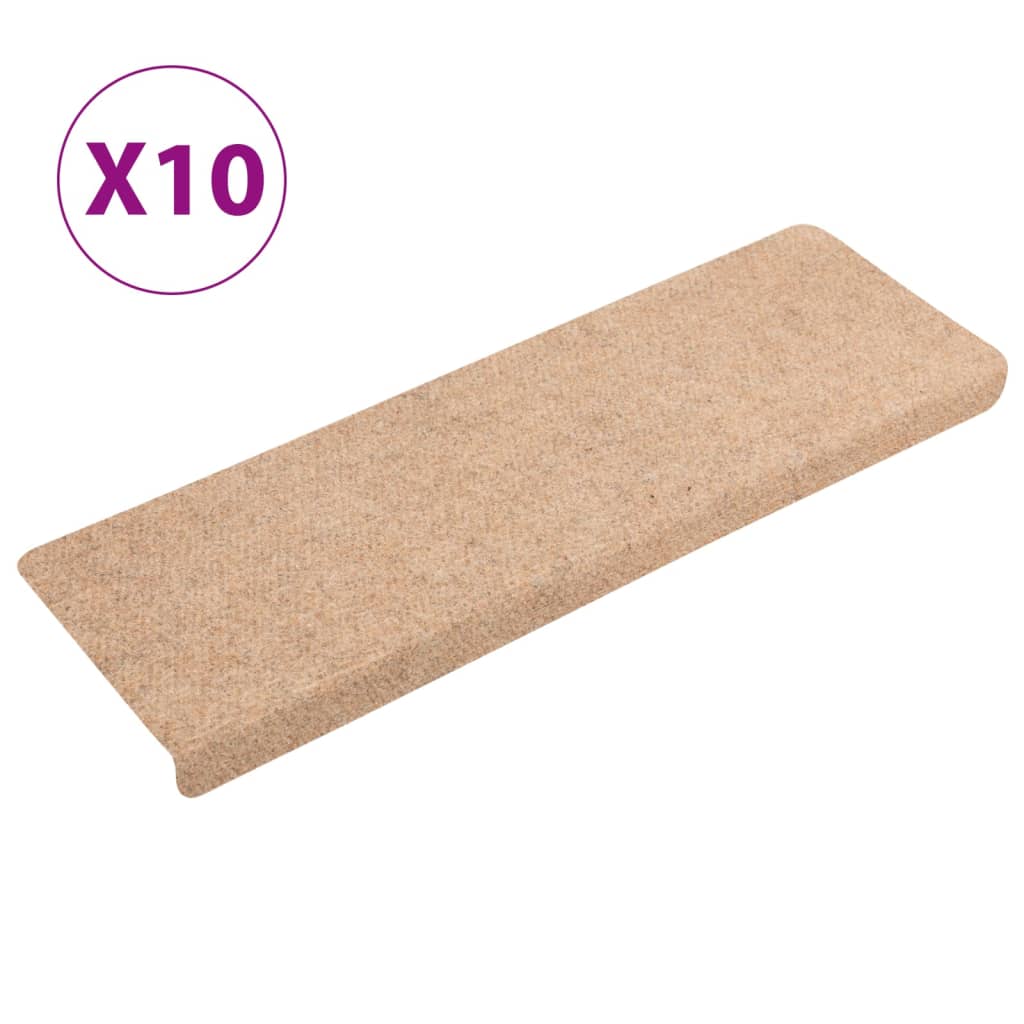 Vidaxl trapmatten zelfklevend 10 stuks 65x21x4 cm crème met rechthoekige rand