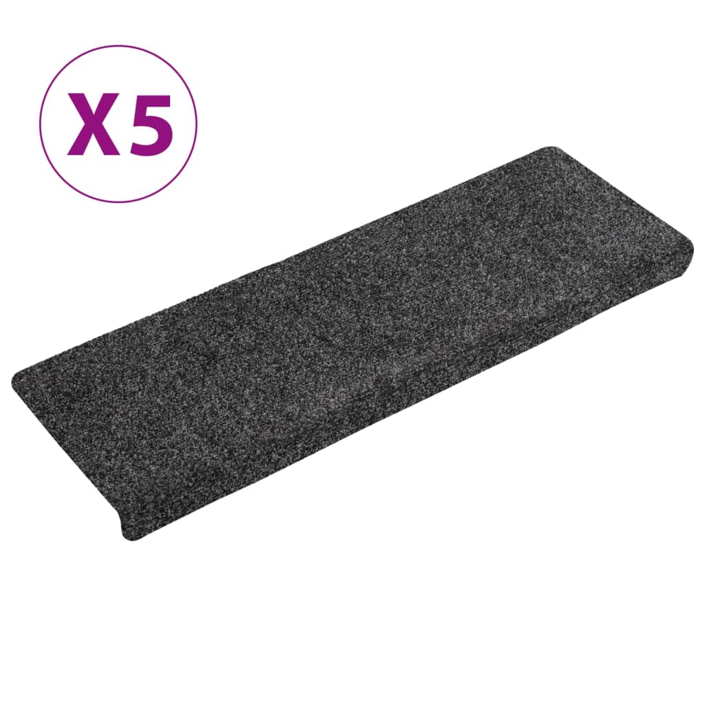 Vidaxl trapmatten zelfklevend 5 stuks 65x21x4 cm grijs rechthoekige rand