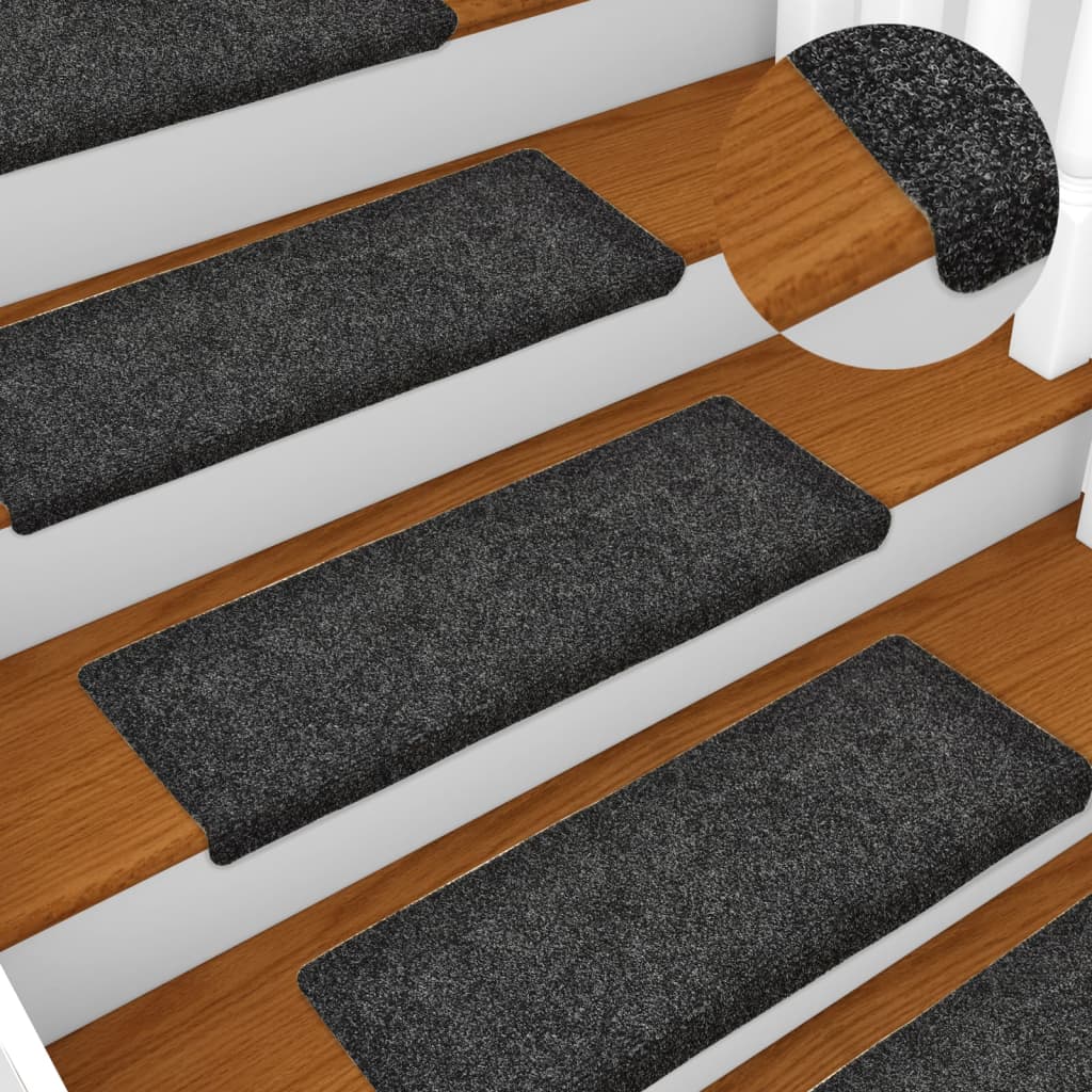 Vidaxl trapmatten zelfklevend 5 stuks 65x21x4 cm grijs rechthoekige rand