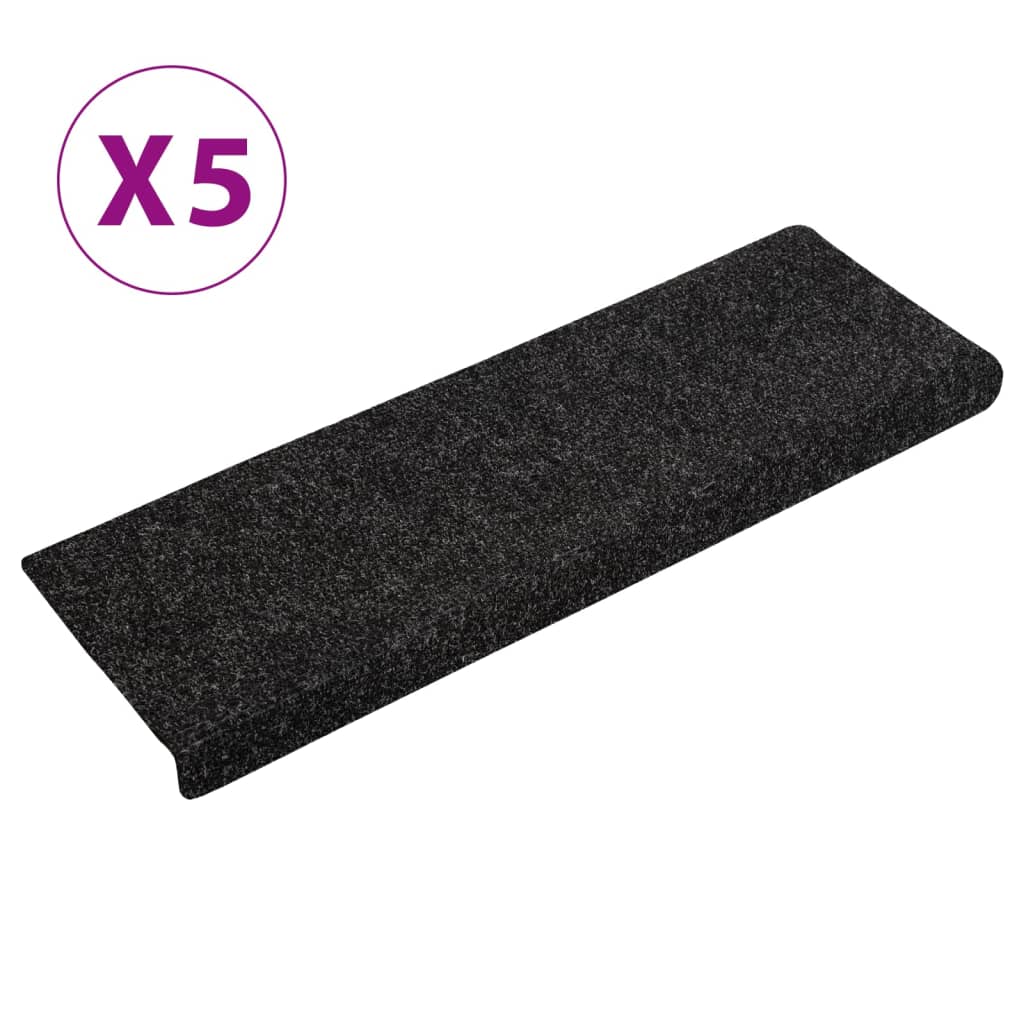 Vidaxl trapmatten zelfklevend 5 stuks 65x21x4 cm zwart rechthoekige rand
