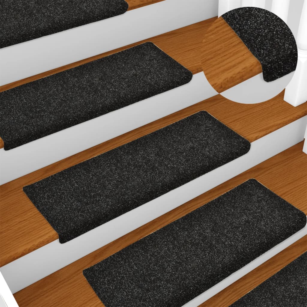 Vidaxl trapmatten zelfklevend 5 stuks 65x21x4 cm zwart rechthoekige rand