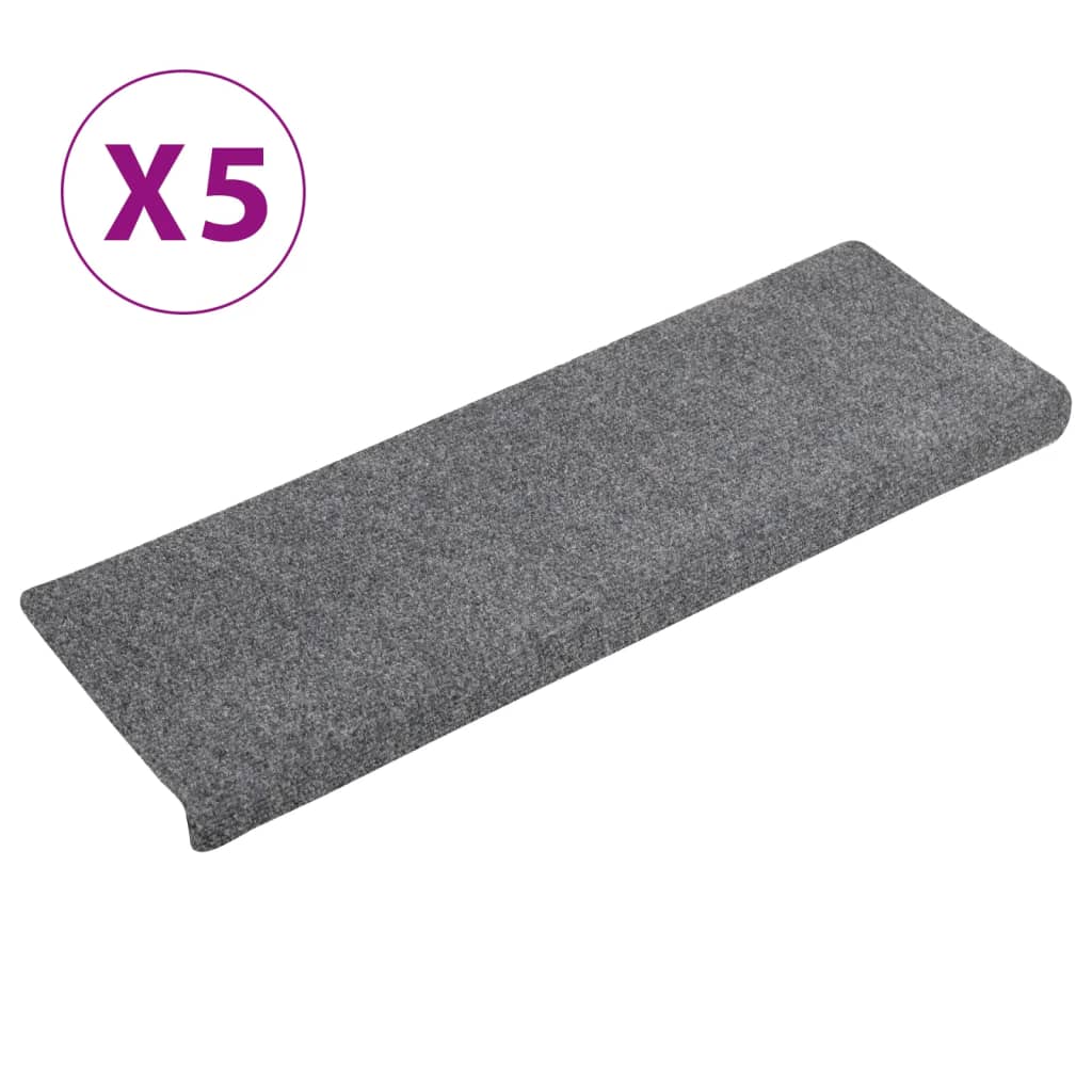 Vidaxl trapmatten zelfklevend 5 stuks 65x21x4 cm lichtgrijs rechthoekige rand