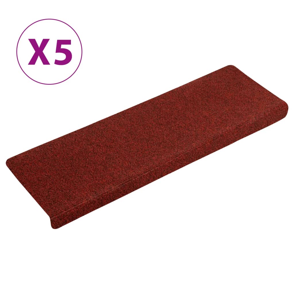 Vidaxl trapmatten zelfklevend 5 stuks 65x21x4 cm bordeaux rood rechthoekige rand