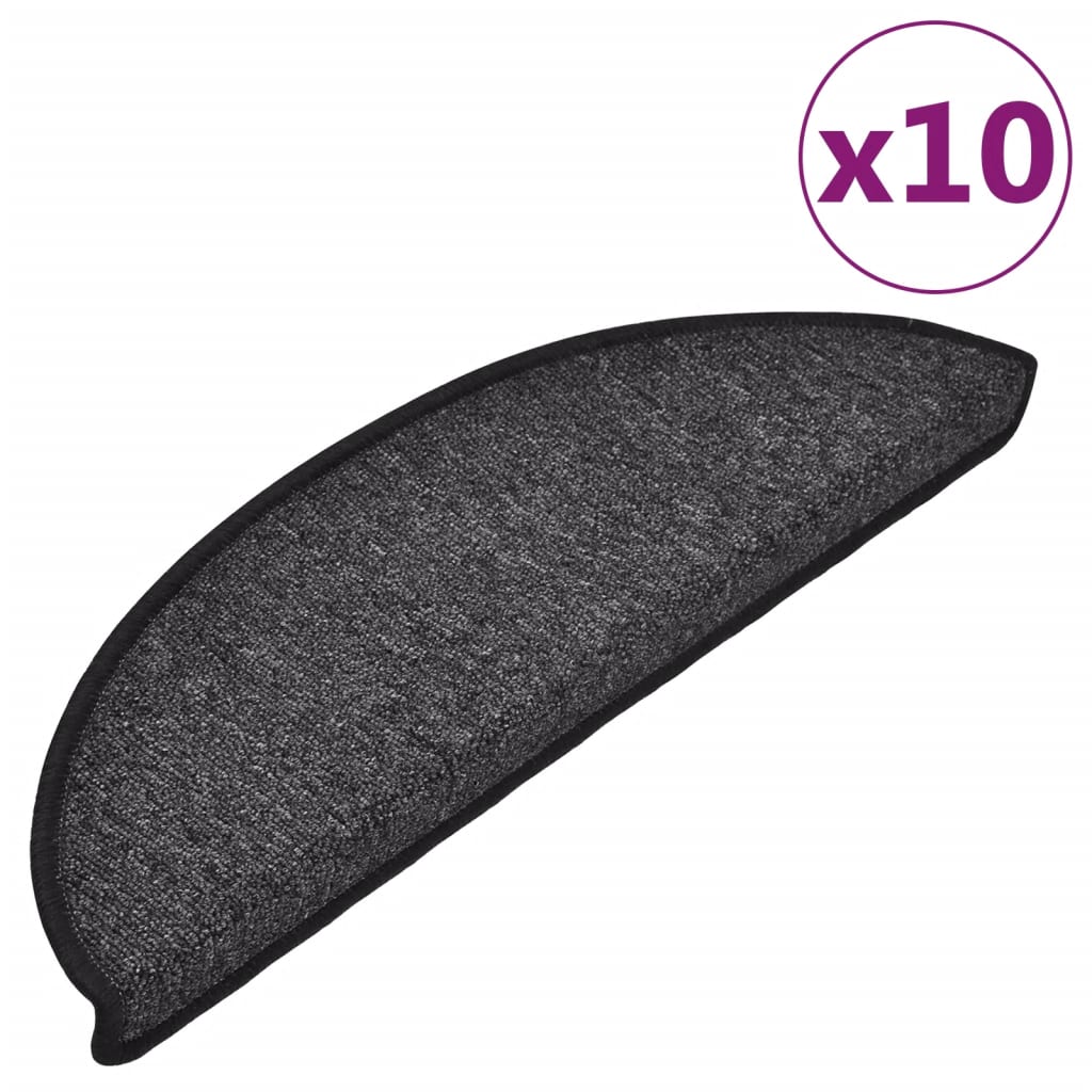 Vidaxl trapmatten 10 st 56x17x3 cm antraciet halfrond