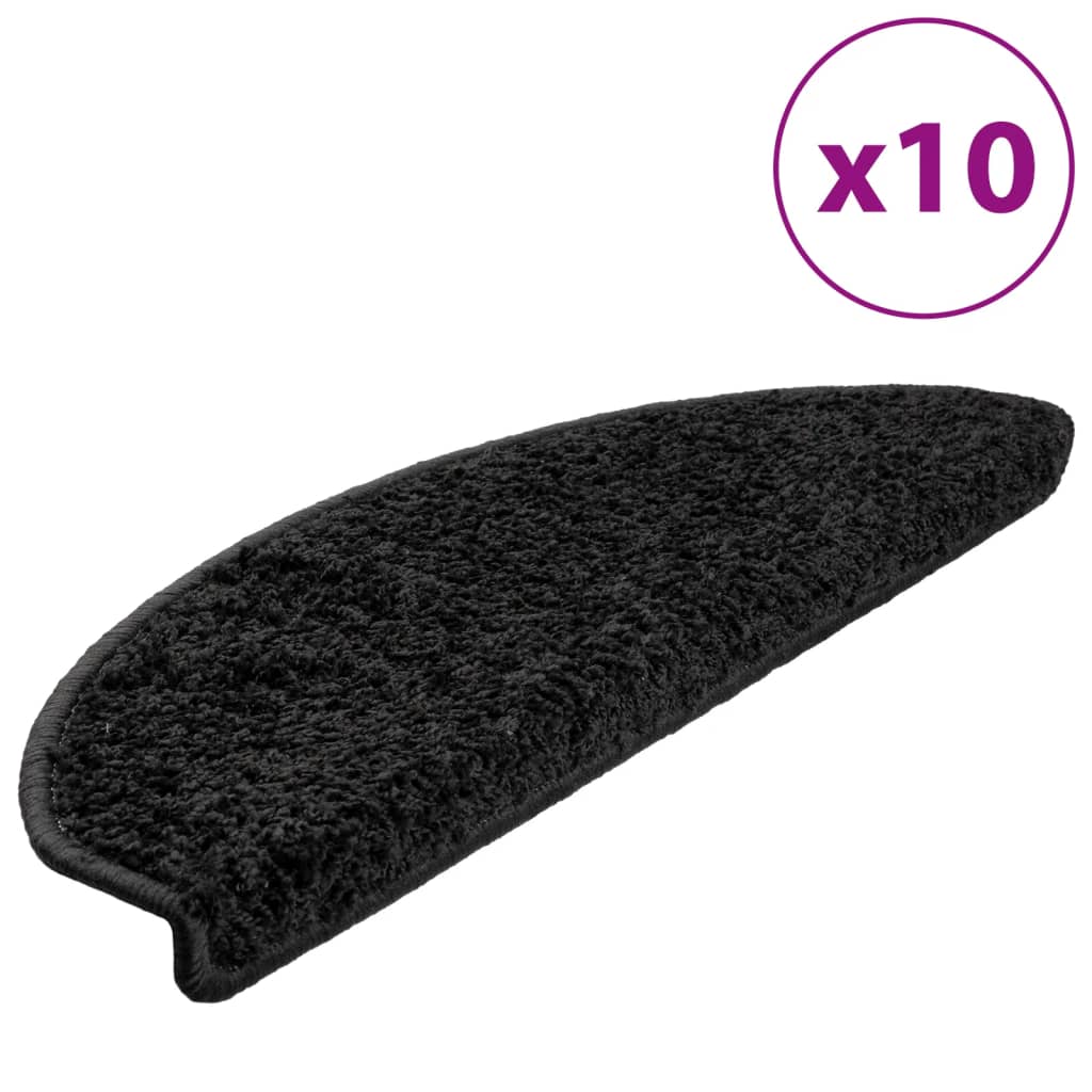Vidaxl trapmatten 10 st 65x21x4 cm zwart halfrond groot