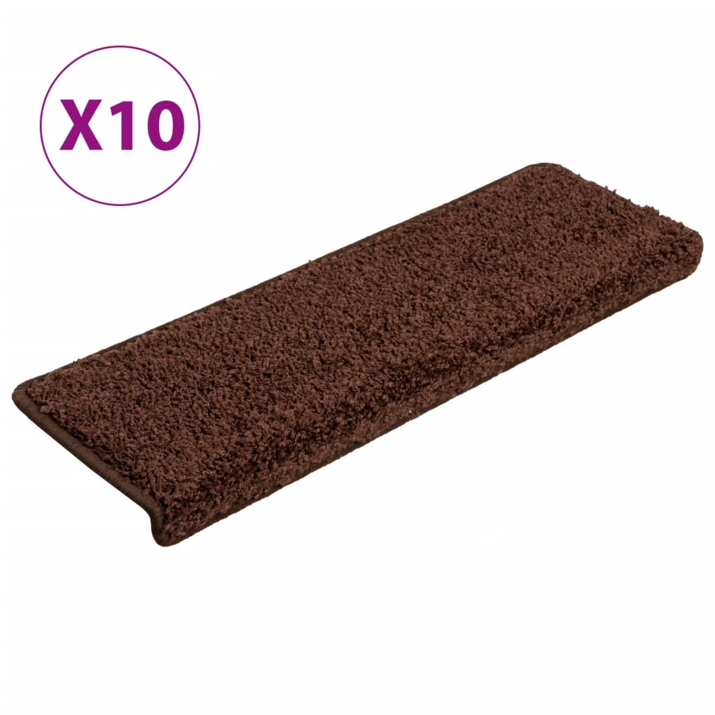 Vidaxl trapmatten 10 st 65x21x4 cm bruin rechthoekige rand