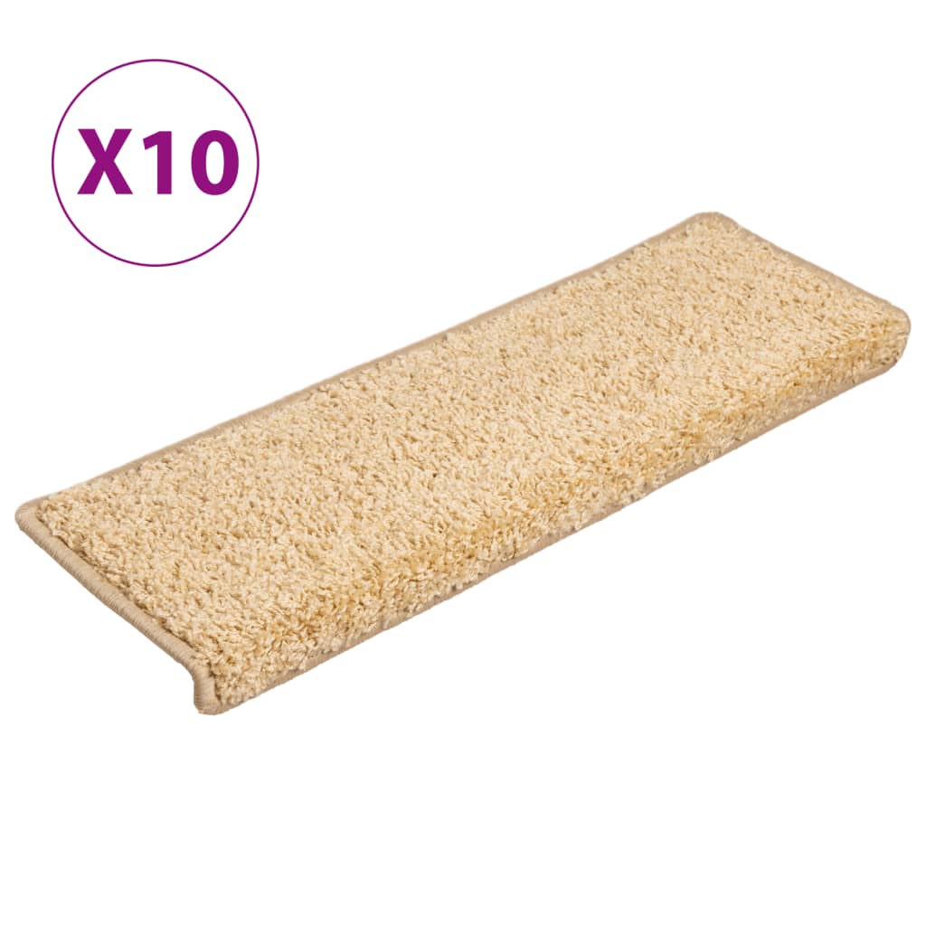 Vidaxl trapmatten 10 st 65x21x4 cm crème met rechthoekige rand