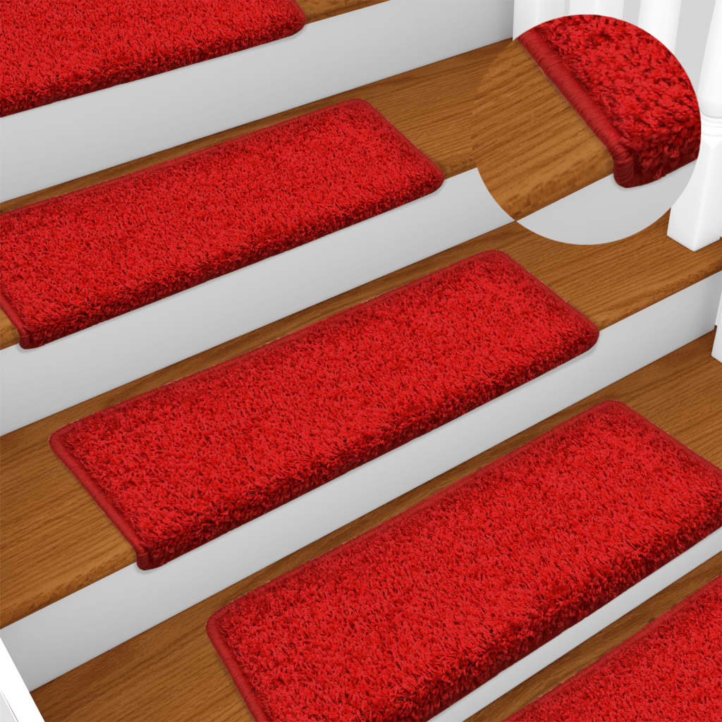 Vidaxl trapmatten 10 st 65x21x4 cm rood rechthoekige rand