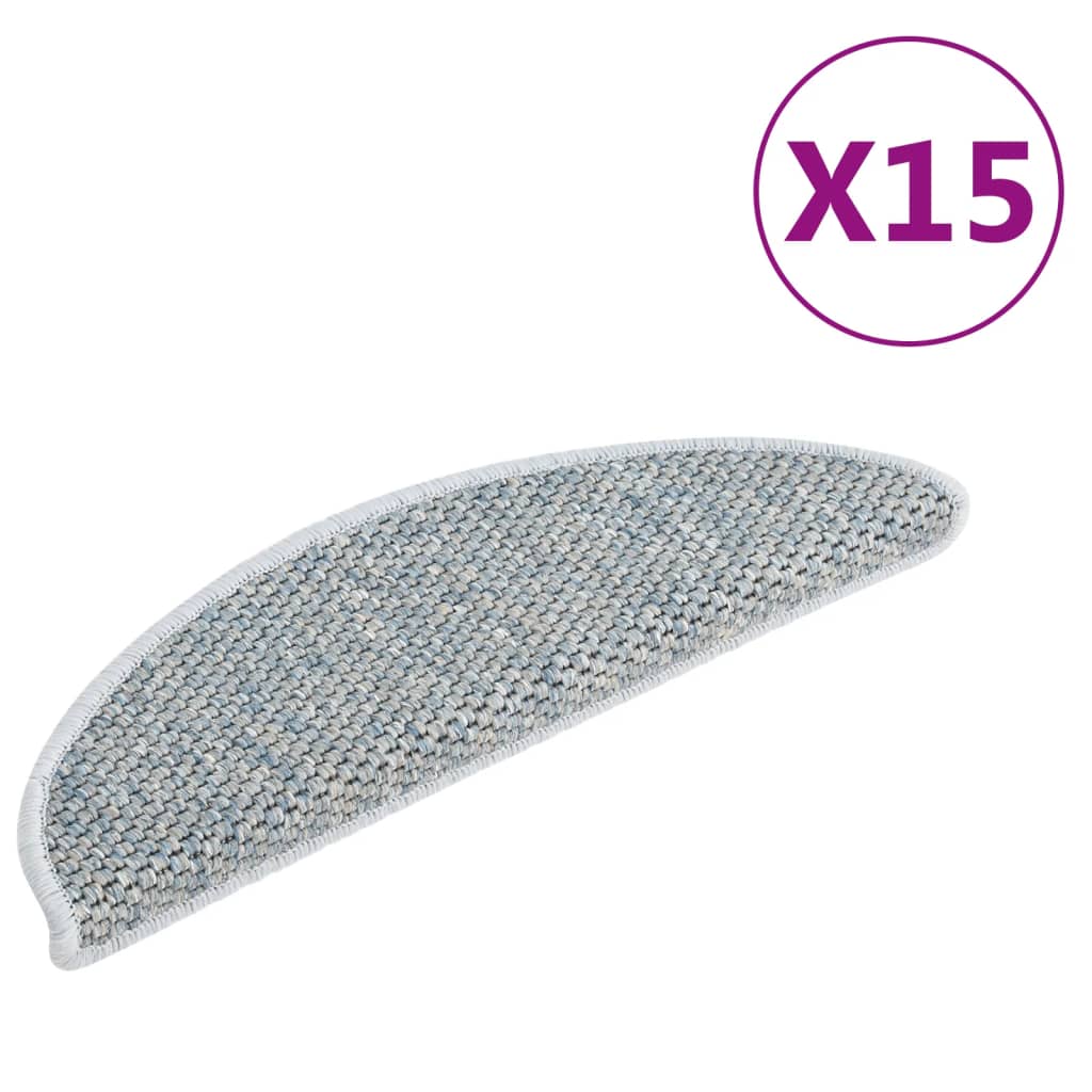 Vidaxl trapmatten zelfklevend 15 st sisal-look 65x21x4 cm blauw