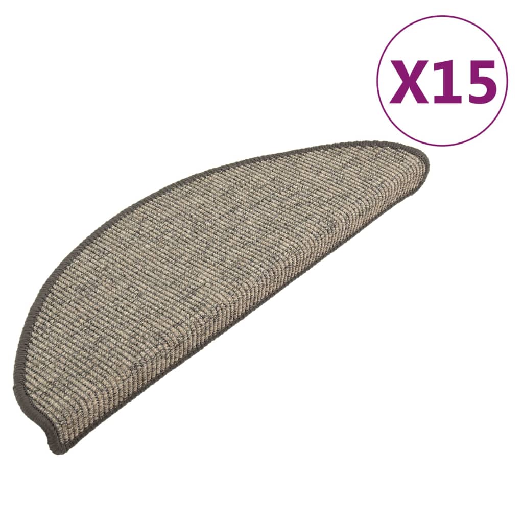 Vidaxl trapmatten 15 st 65x21x4 cm beige en grijs halfrond groot