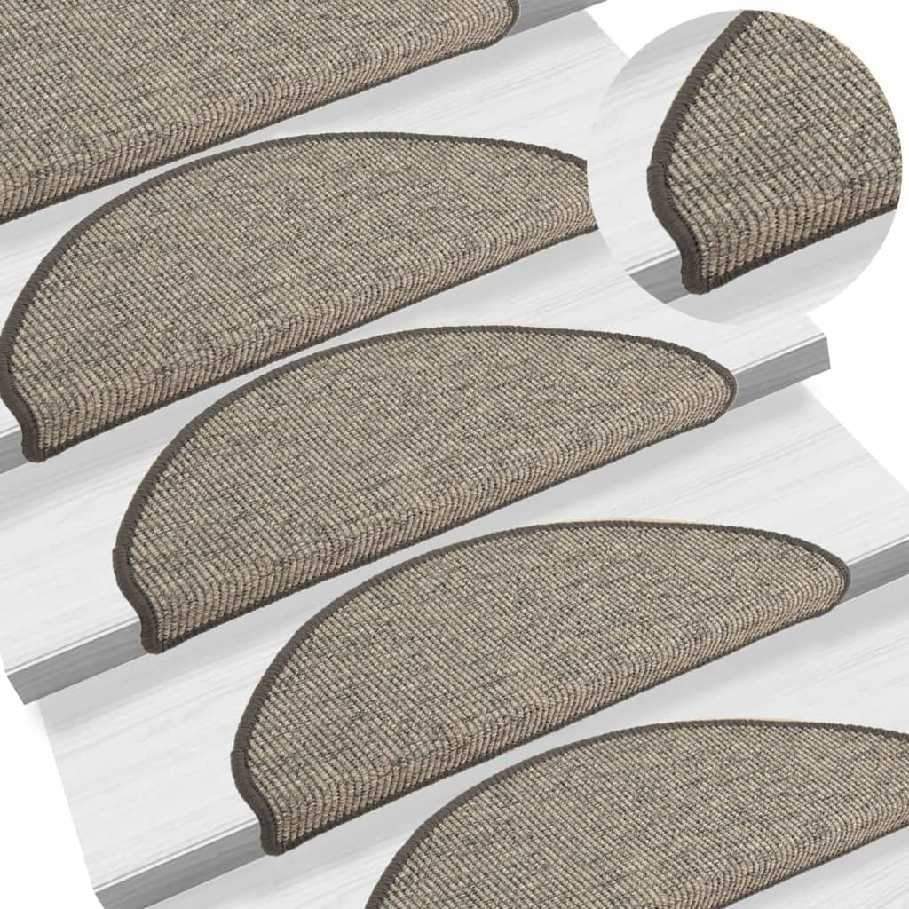 Vidaxl trapmatten 15 st 65x21x4 cm beige en grijs halfrond groot