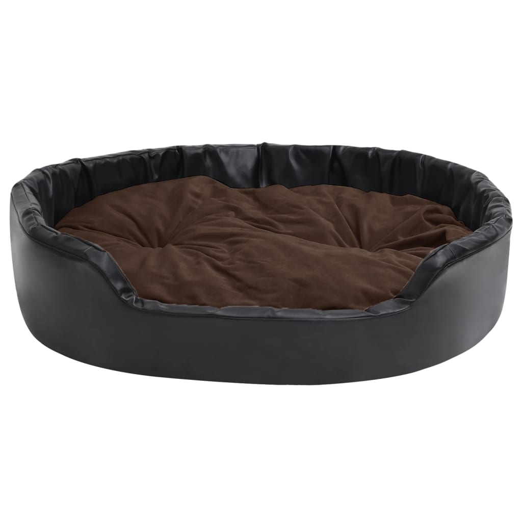VidaXL Hondenmand 99x89x21 cm pluche en kunstleer zwart en bruin