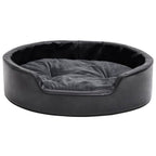 VidaXL Hondenmand 69x59x19 cm pluche en kunstleer zwart en donkergrijs