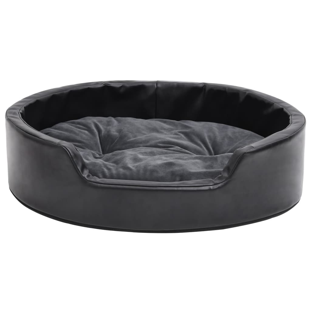 VidaXL Hondenmand 69x59x19 cm pluche en kunstleer zwart en donkergrijs