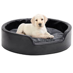 VidaXL Hondenmand 69x59x19 cm pluche en kunstleer zwart en donkergrijs