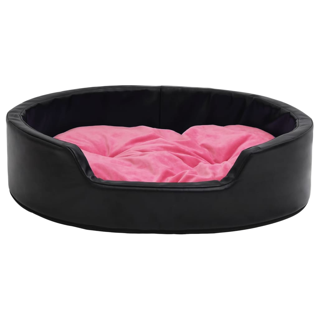 VidaXL Hondenmand 99x89x21 cm pluche en kunstleer zwart en roze