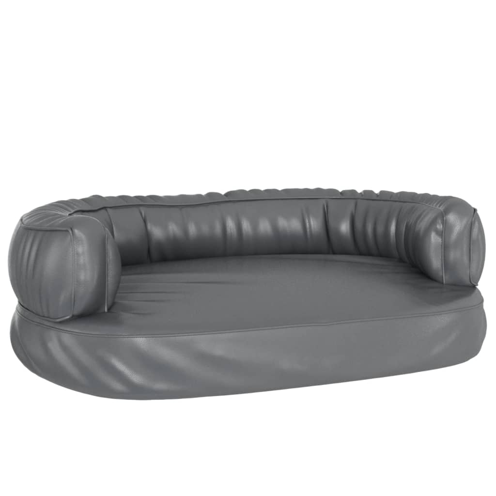 VidaXL Hondenmand met ergonomisch schuim 60x42 cm kunstleer grijs