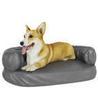 VidaXL Hondenmand met ergonomisch schuim 60x42 cm kunstleer grijs