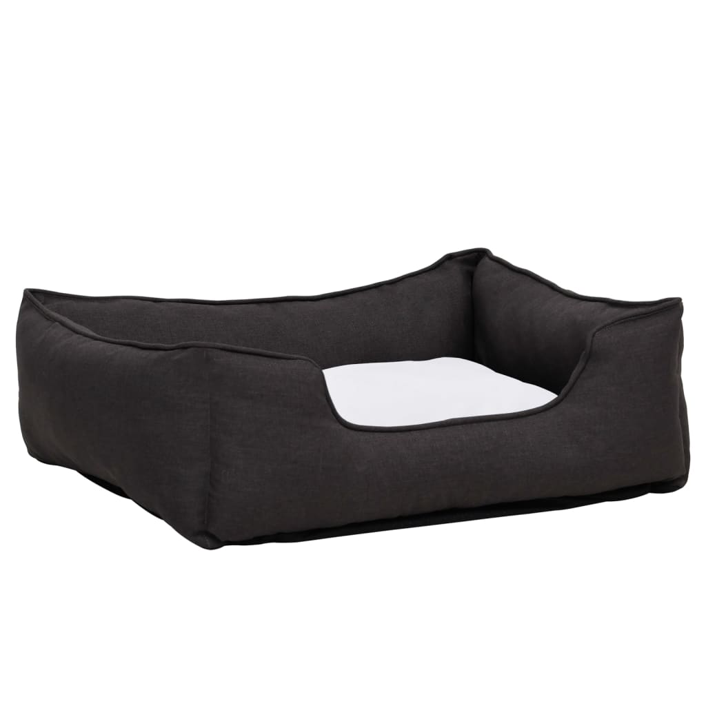 VidaXL Hondenmand linnen-look 85,5x70x23 cm fleece donkergrijs en wit