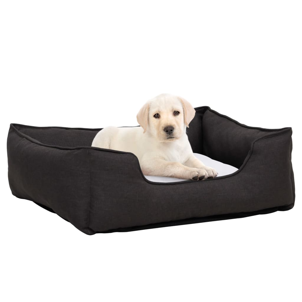 VidaXL Hondenmand linnen-look 85,5x70x23 cm fleece donkergrijs en wit