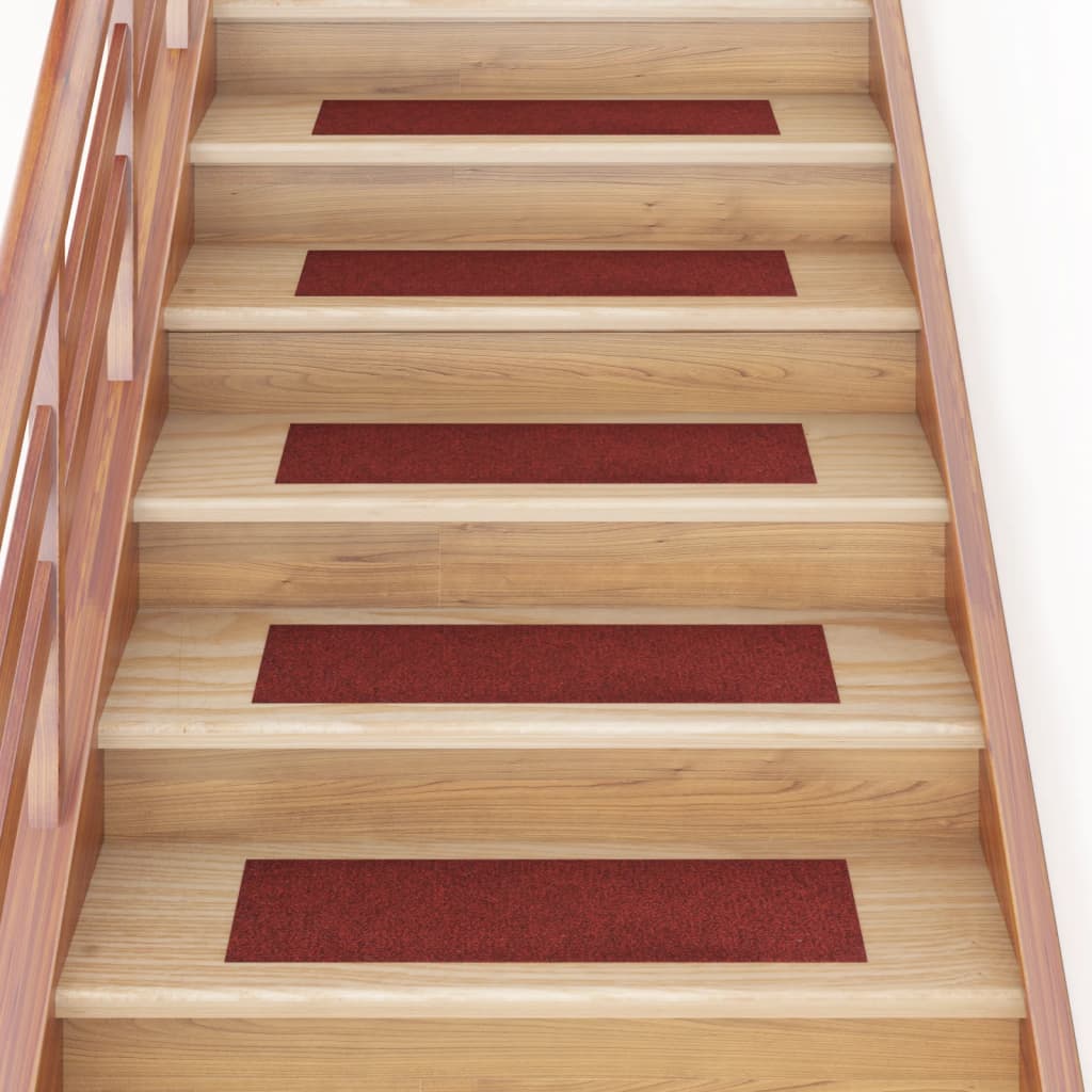 Vidaxl trapmatten zelfklevend 15 stuks 76x20 cm bordeaux rood rechthoekig
