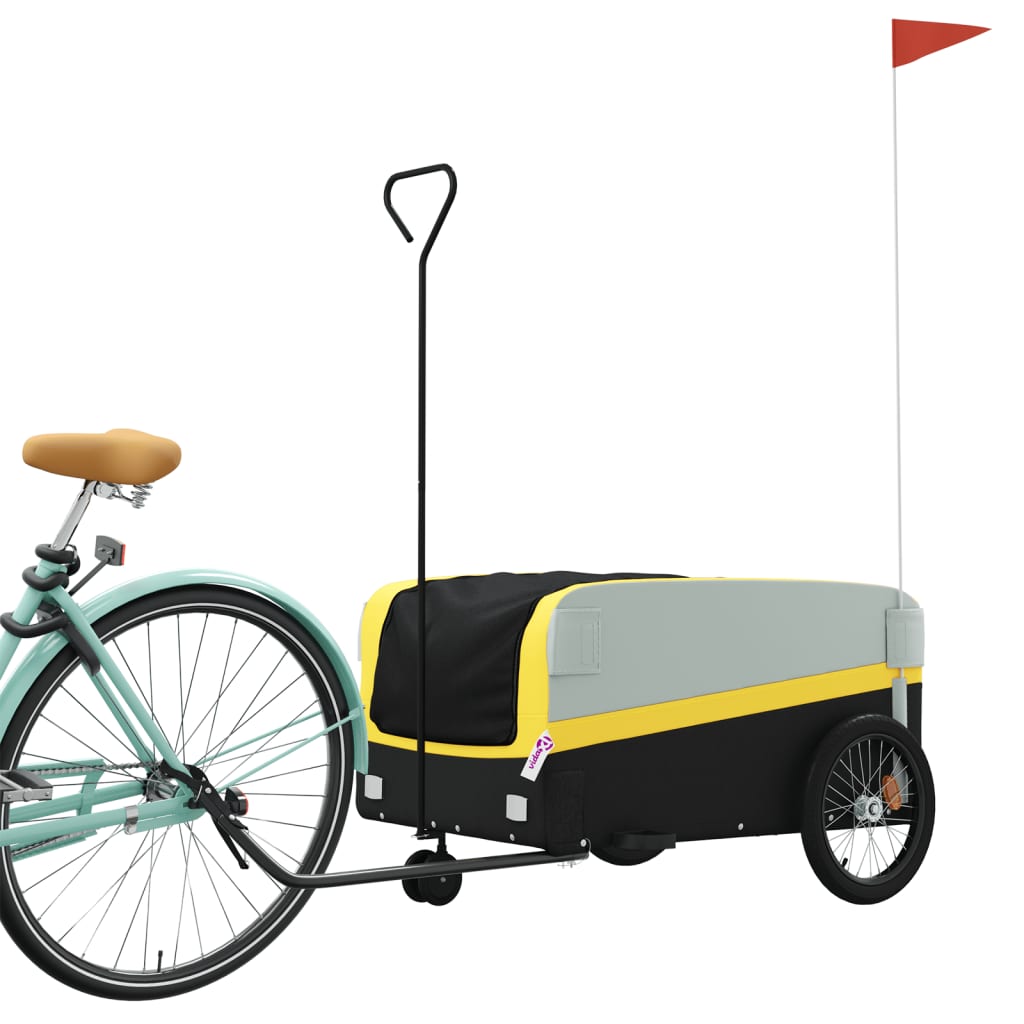 Vidaxl fietstrailer 45 kg ijzer zwart en geel