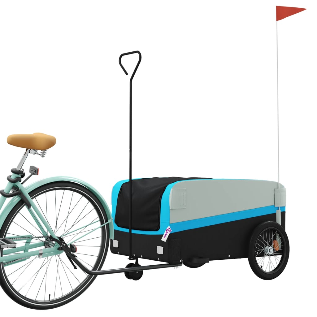 Vidaxl fietstrailer 45 kg ijzer zwart en blauw