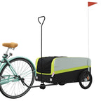 Vidaxl fietstrailer 45 kg ijzer zwart en groen