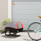 Vidaxl fietstrailer 30 kg ijzer zwart en oranje