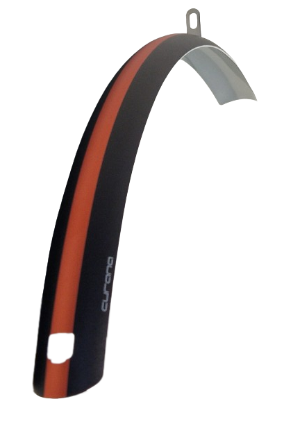 Eurofender voorspatbord 28 inch kunststof 46 mm mat zwart oranje