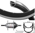 Kgs achterwiel 28 inch (622) velg stratos zwart zilver nexus 3 r.brake