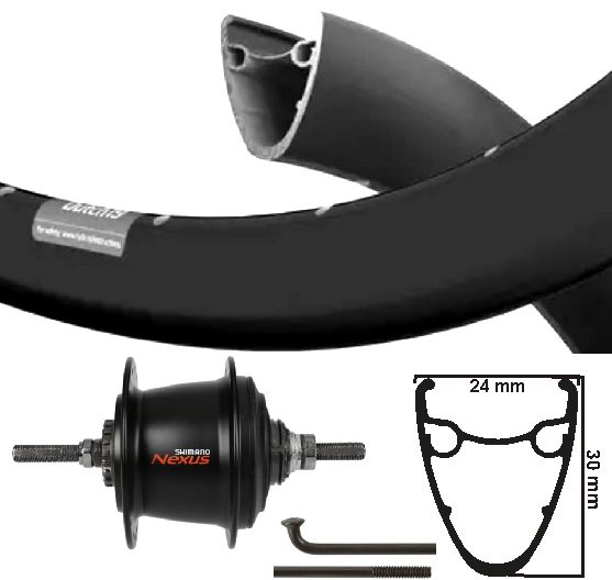 Kgs Achterwiel 28inch (622) dutch19 zw/zw spaak zw nexus7 rb zwart