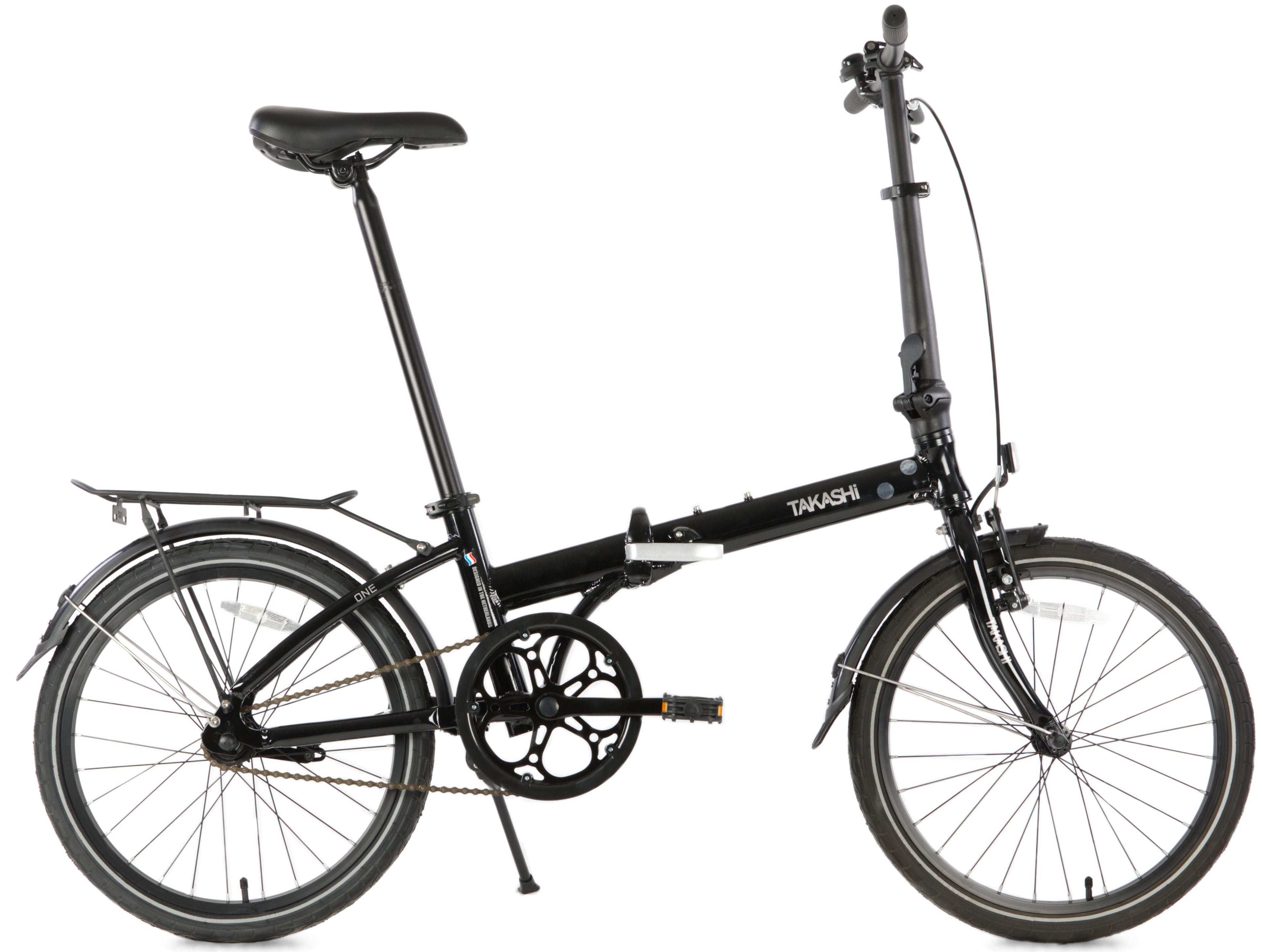 Vouwfiets 20" Takashi ONE single speed met terugtraprem - midnight black