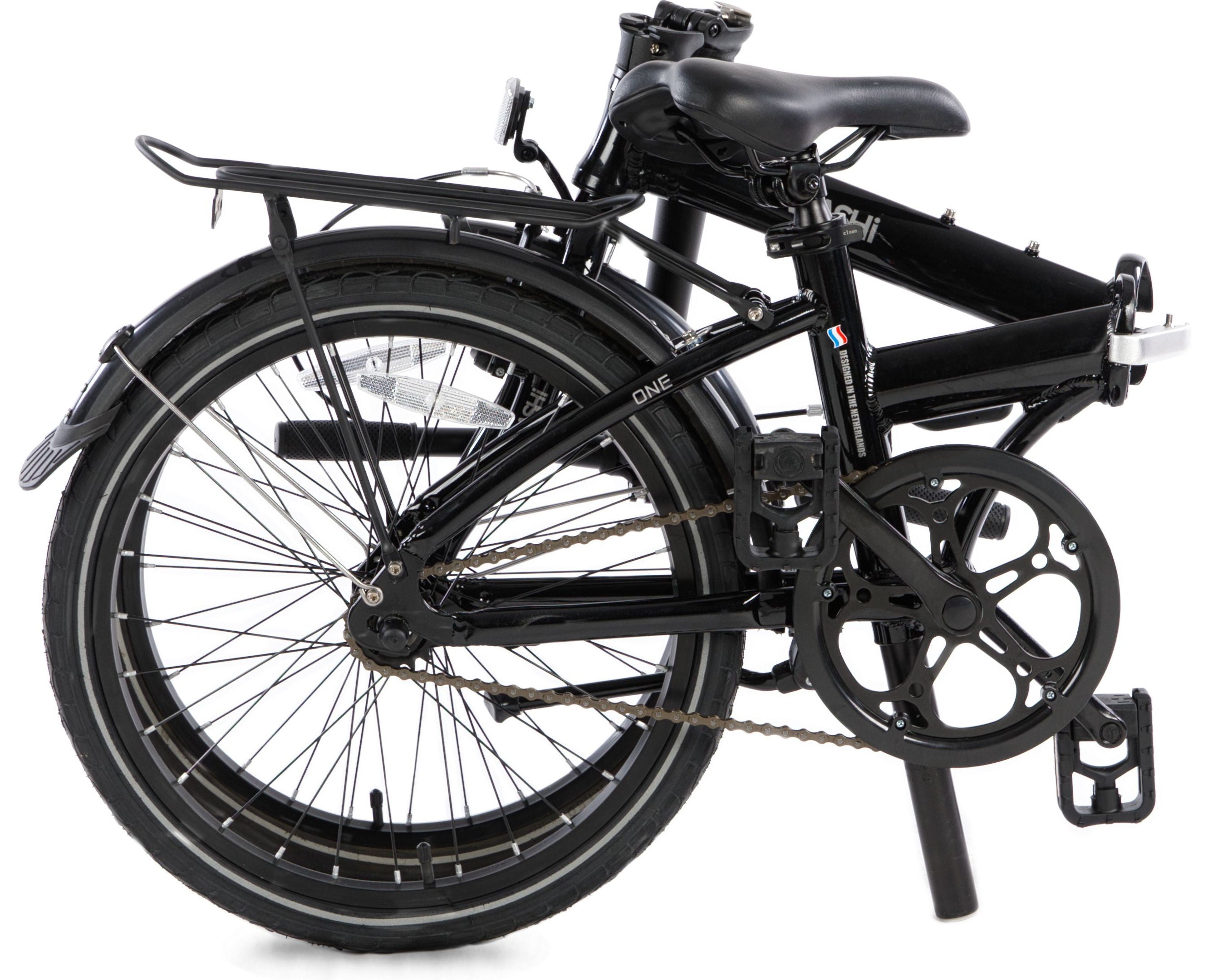Vouwfiets 20" Takashi ONE single speed met terugtraprem - midnight black