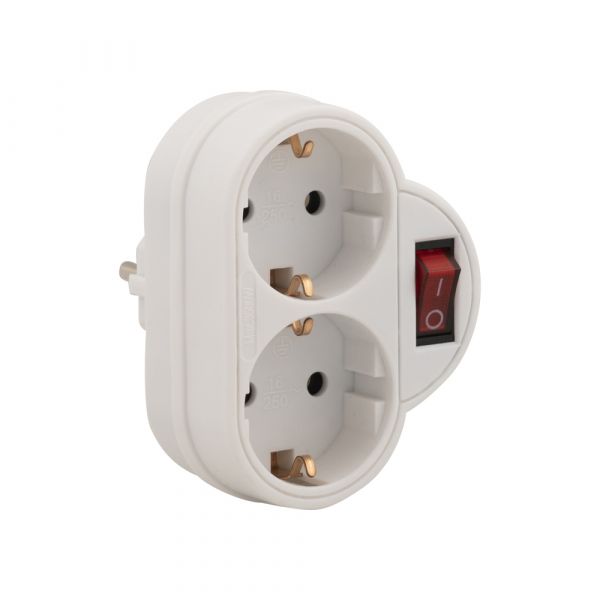 Enzo randaarde stekkeradapter dubbel schakelaar 6140885
