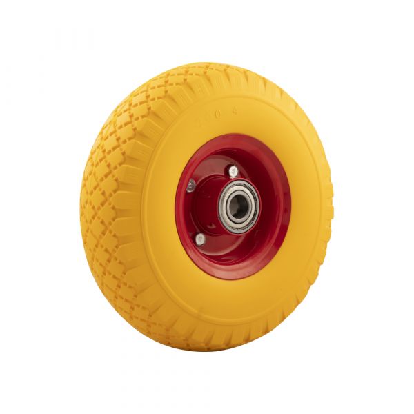Anti-lek wiel 300x4 gele band, rode velg