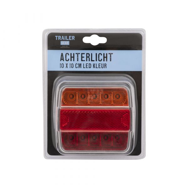 Trailergear achterlicht 10x10cm. led kleur