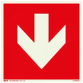 Bord rood met pijl ftlm - 150x150 mm zelfklevend.