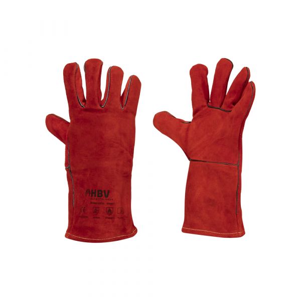 Lashandschoen rundersplit rood kevlar gestikt | 6 stuks