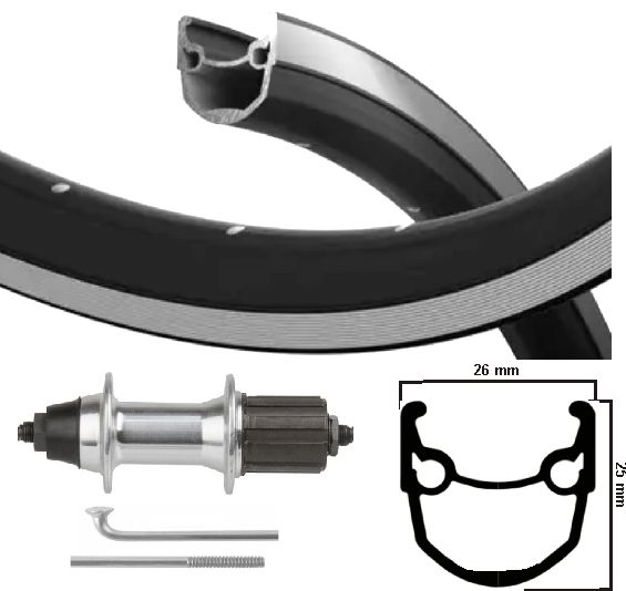 Kgs achterwiel 28 inch (622) mach1 er10 zw zilver cassette 8 9 sp uitval