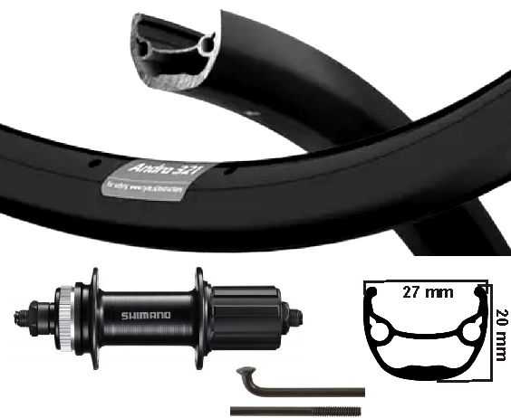 Kgs Achterwiel 28 inch (622) velg andra 23 zwart cassette 8-10 v disc