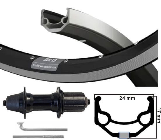 Kgs achterwiel 28 inch (622) consept zw zilver cass. 8 9 speed uitval