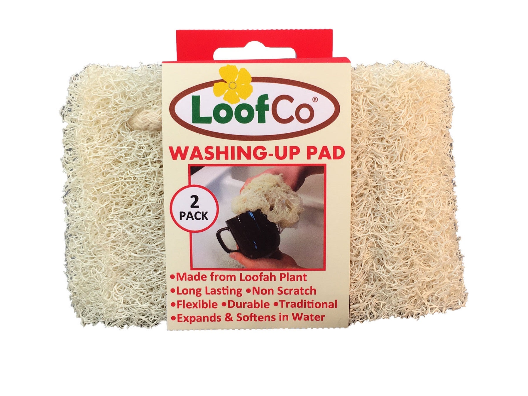 Loofco afwasspons - luffa - 2st