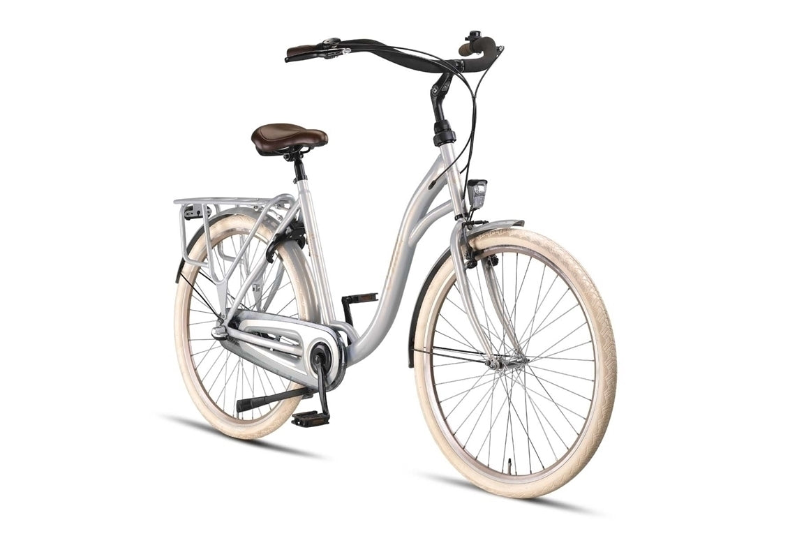 Altec sweet moederfiets 28 inch 56 cm dames 3v rollerbrake zilver