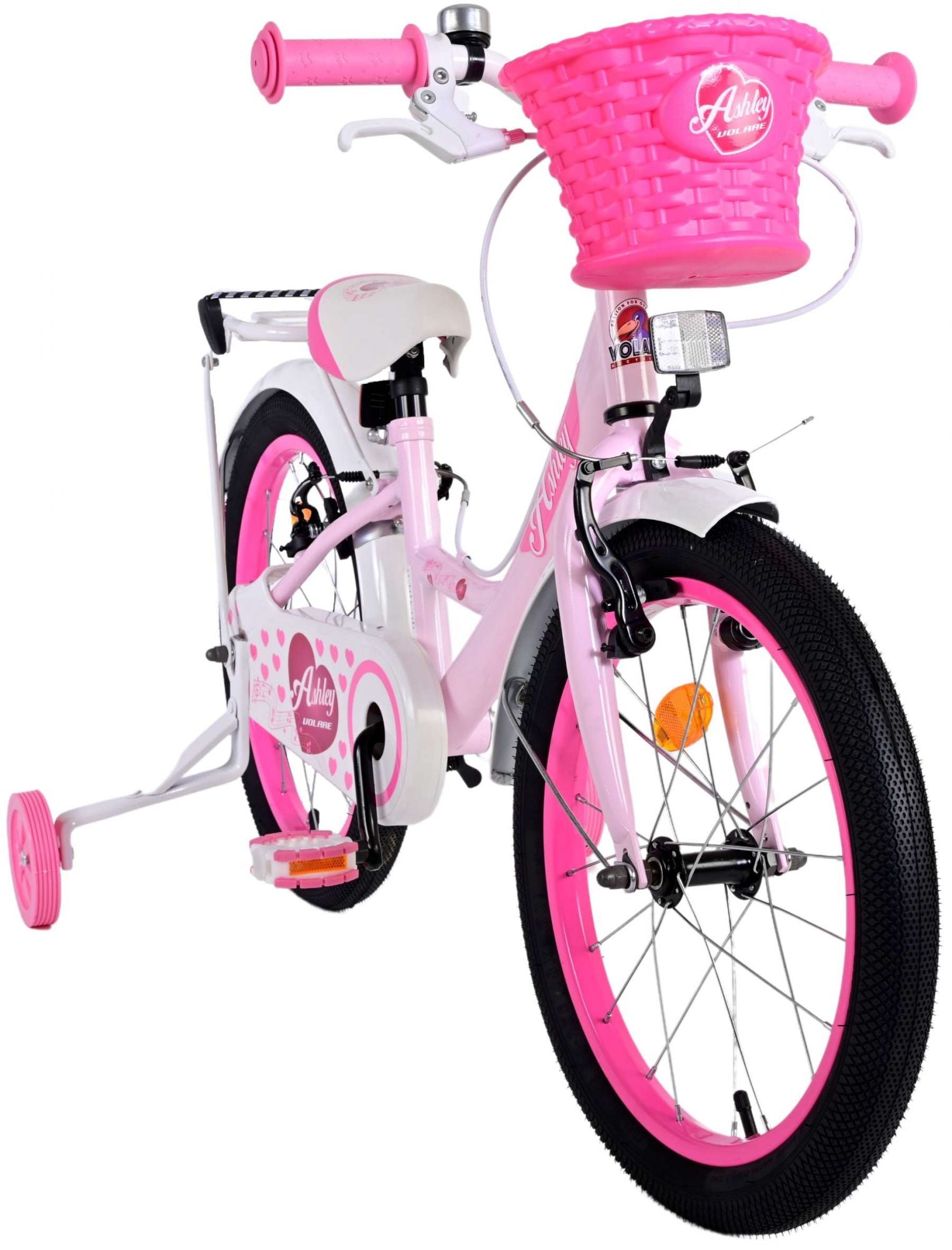 Volare ashley kinderfiets - meisjes - 18 inch - roze - twee handremmen