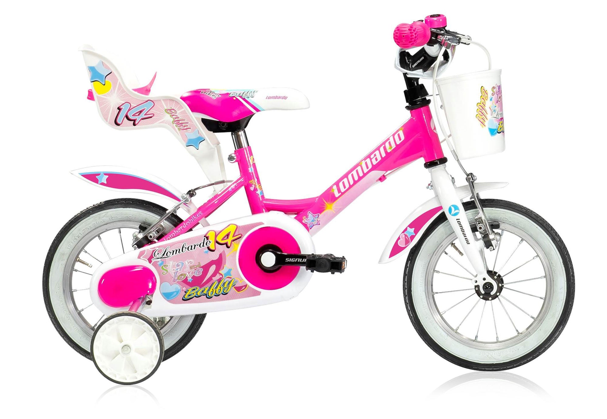 Lombardo Baffy D 14 roze wit vrijloop +2 handrem