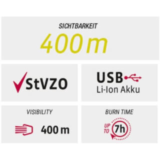 Vdo eco light red rl usb achterlicht li-on accu aan uit