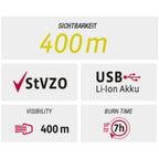 Vdo eco light red rl usb achterlicht li-on accu aan uit