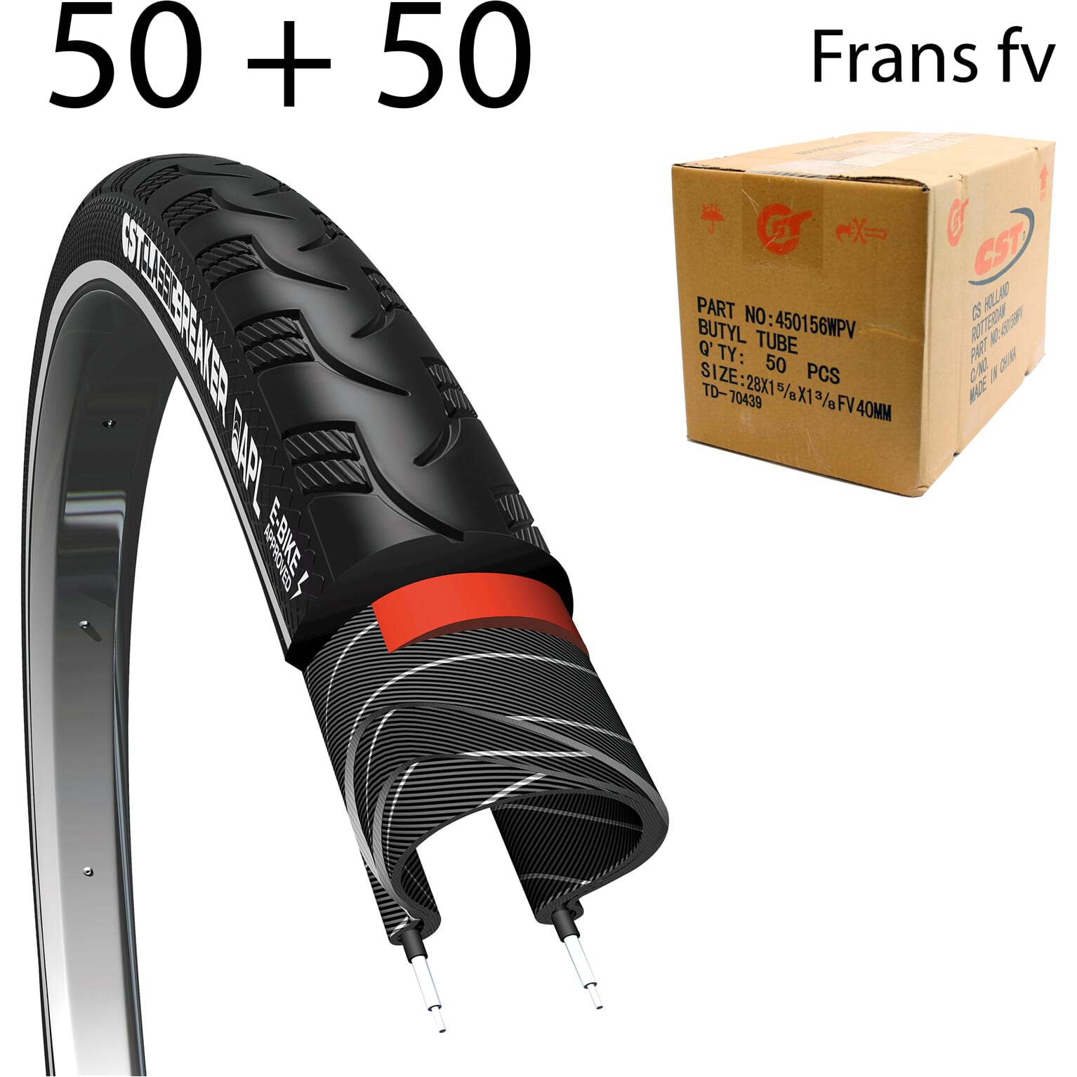 CST Buitenband Breaker 28 x 1.40 zwart refl + bnb FV 50x